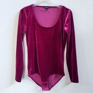 J Crew red scoop neck velvet bodysuit